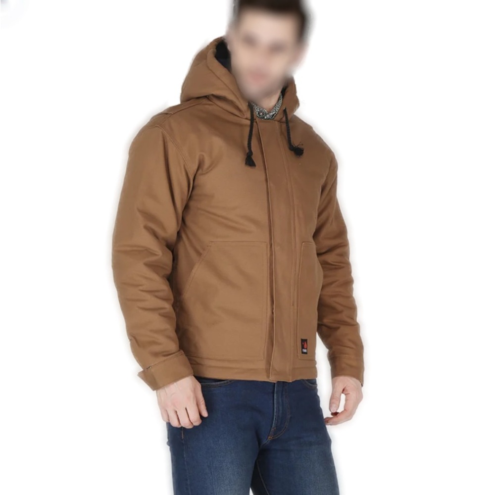 Forge Fr Men's 3X Brown Insulated Duck Hooded Jacket Gently Used